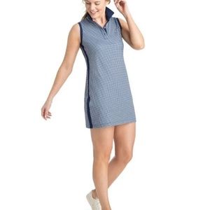 Vineyard Vines Performance Women Size Large Blue White Gingham Sleeveless Dress
